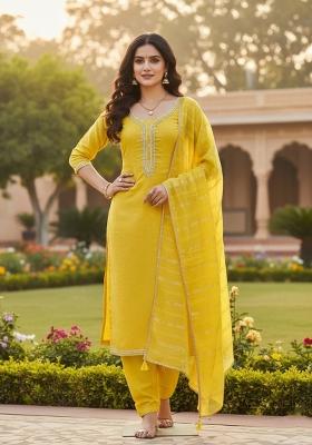 Light Green Weaving Work Chanderi Kurta Set