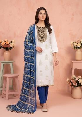 White Printed Rayon Kurta Set