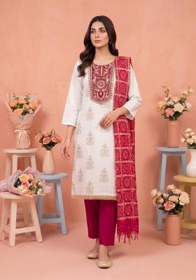 White Printed Rayon Kurta Set