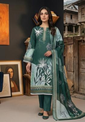 Green Printed Cotton Kurta Set