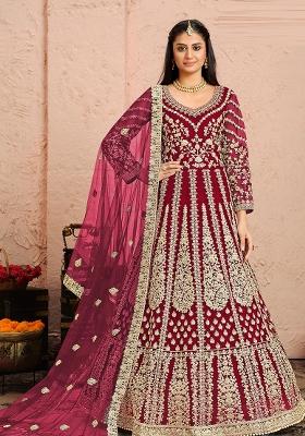 Blue Sequin Work Net Kurta Set