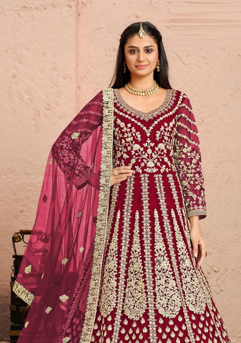 Blue Sequin Work Net Kurta Set - Indya