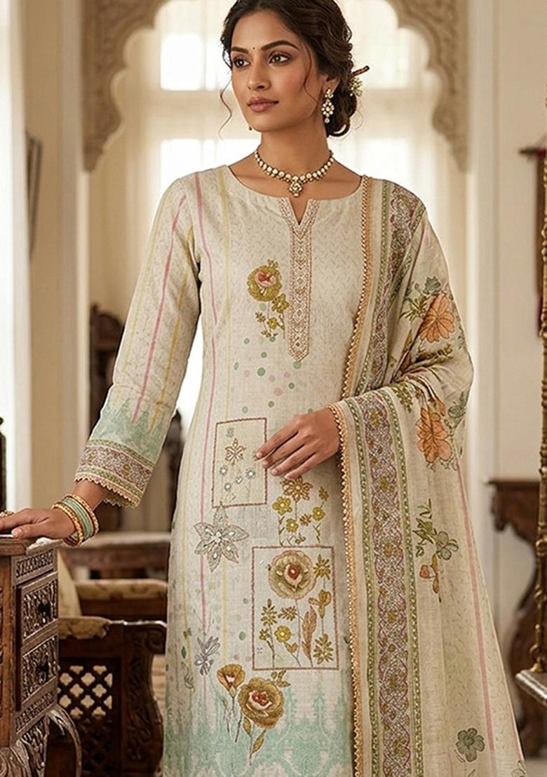 Multicolor Printed Cotton Kurta Set - Indya