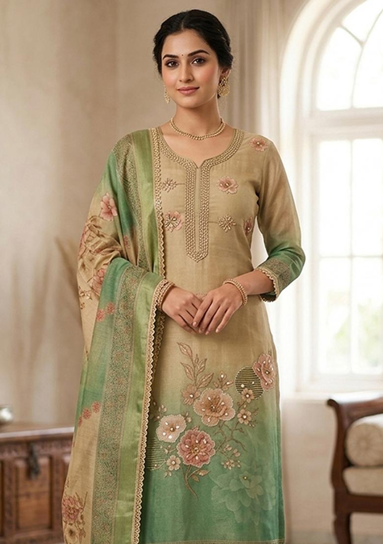 Multicolor Printed Cotton Kurta Set - Indya