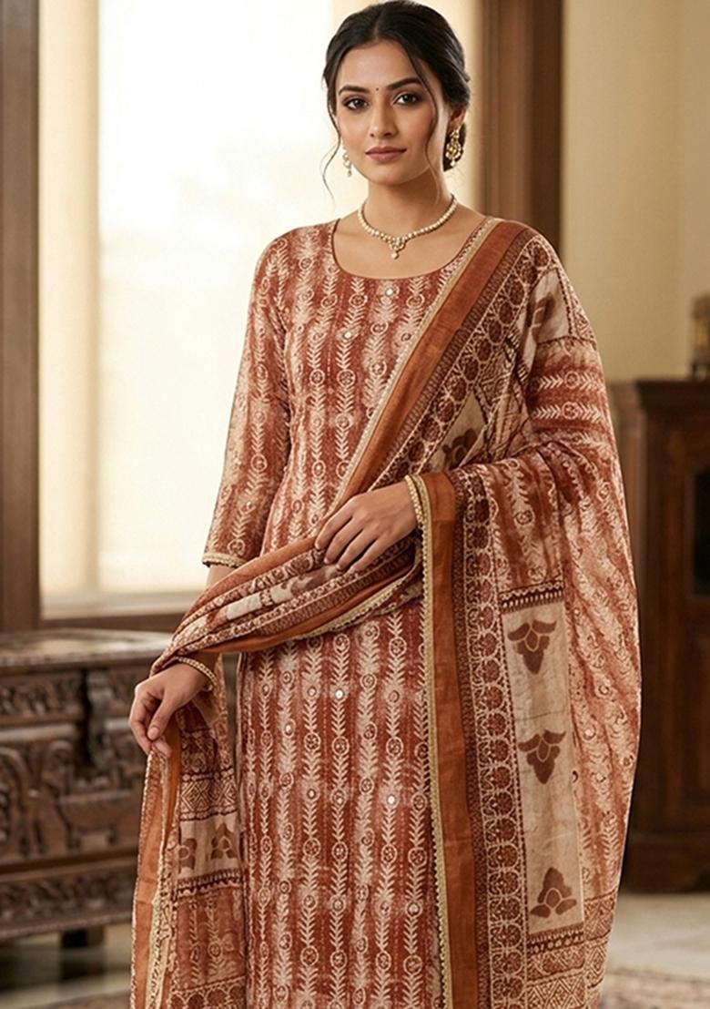 Multicolor Printed Cotton Kurta Set - Indya