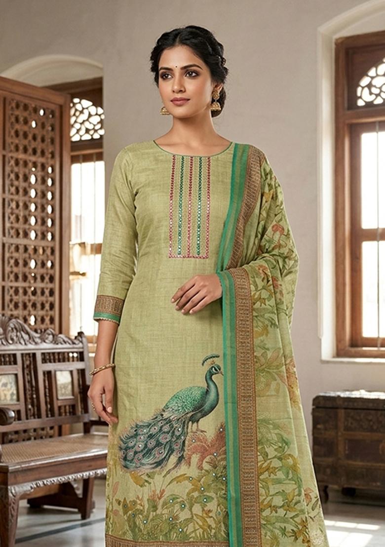 Multicolor Printed Cotton Kurta Set - Indya