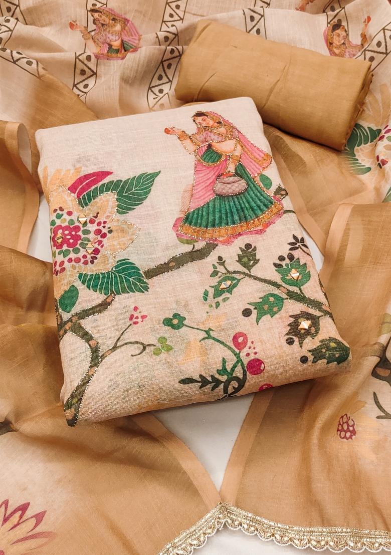 Multicolor Printed Cotton Kurta Set - Indya