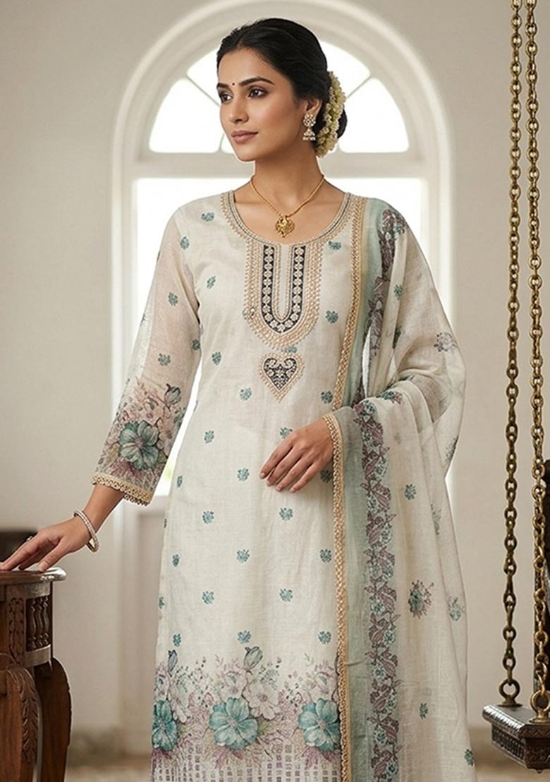 Multicolor Printed Cotton Kurta Set - Indya