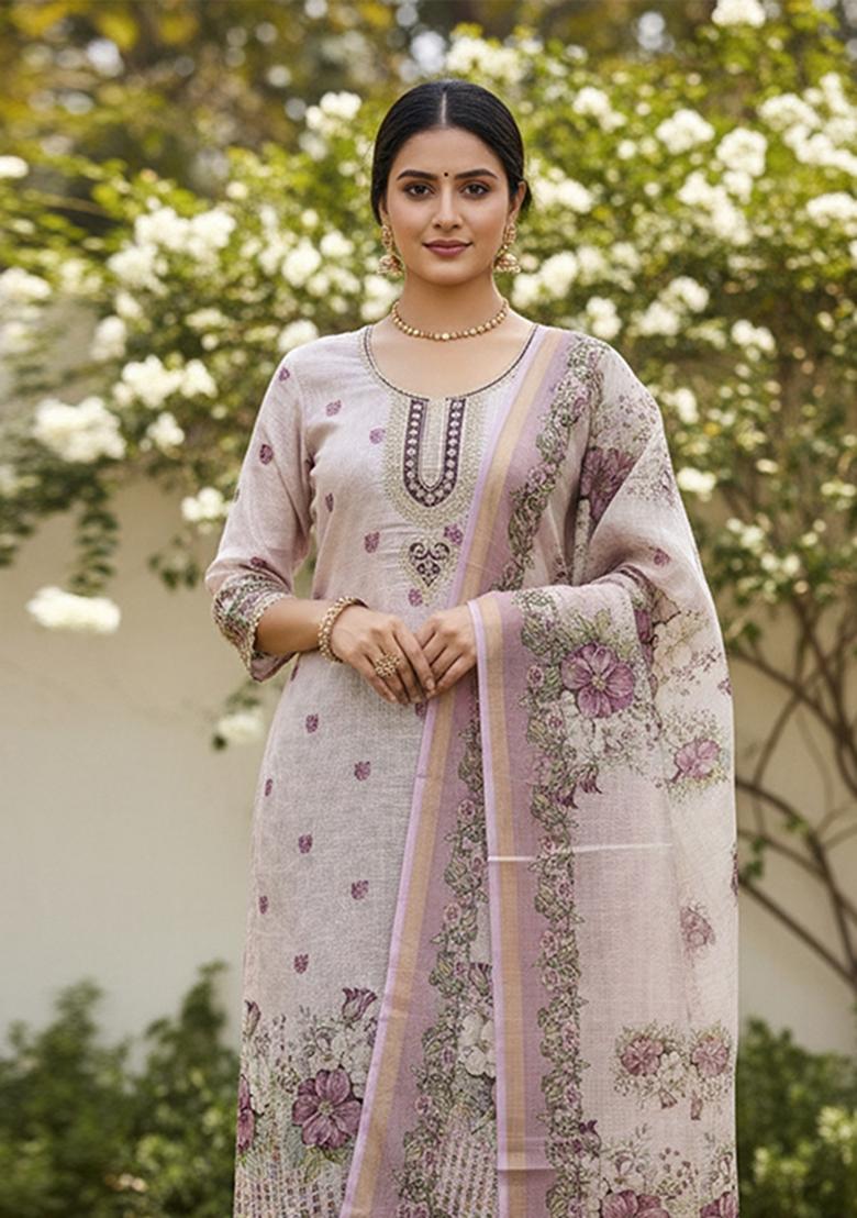 Multicolor Printed Cotton Kurta Set - Indya