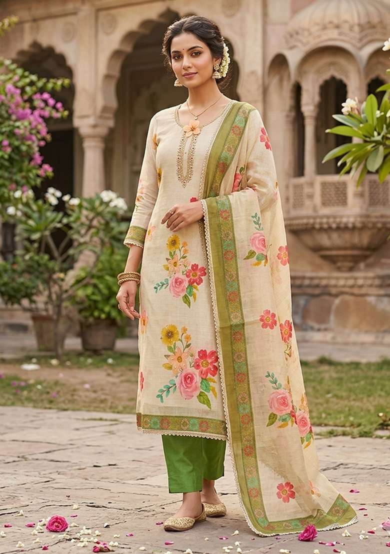 Red Printed Cotton Kurta Set - Indya