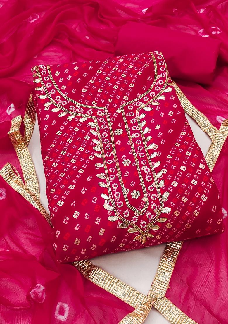 Pink Printed Cotton Kurta Set - Indya