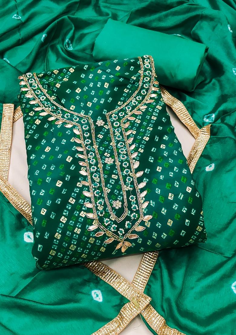 Sea Green Printed Cotton Kurta Set - Indya