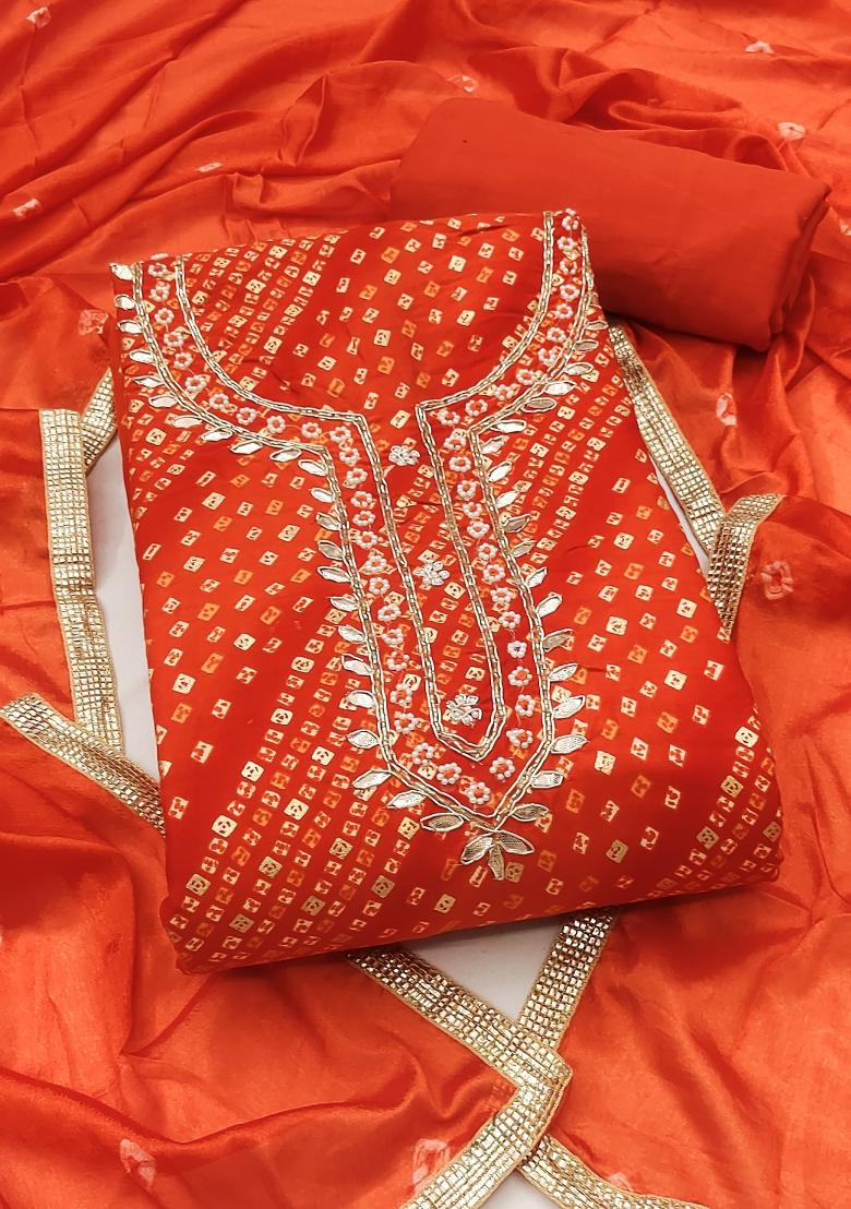 Rust Printed Cotton Kurta Set - Indya