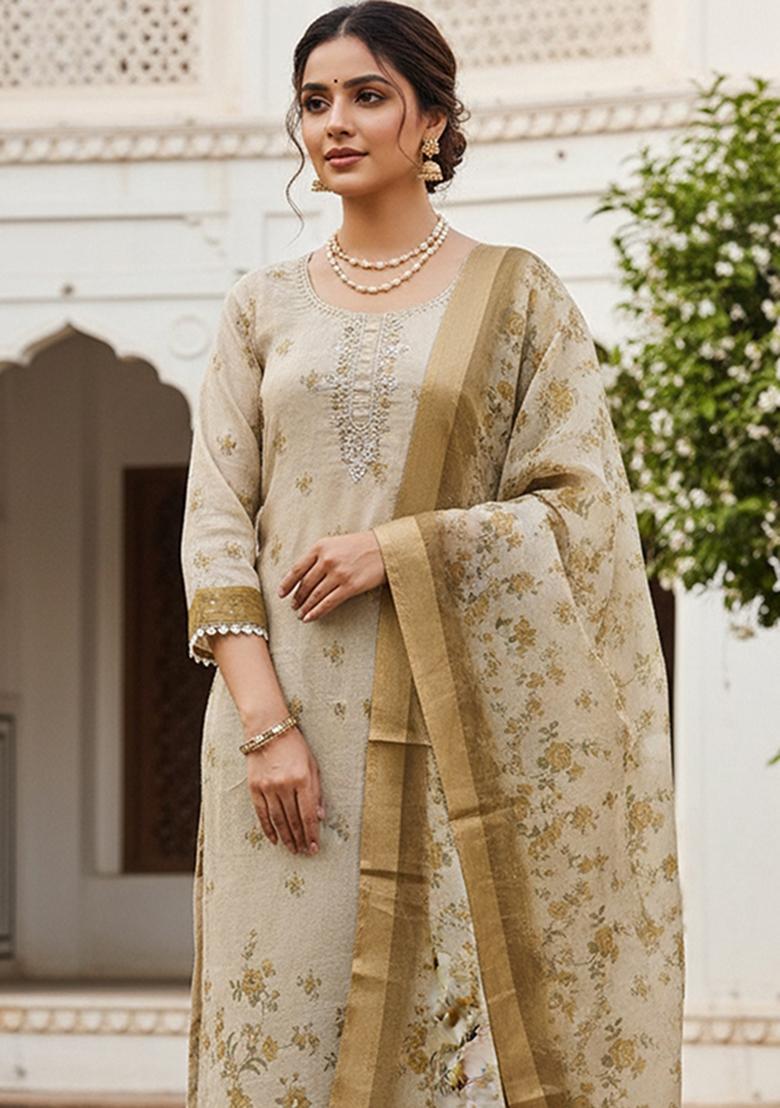 Multicolor Printed Cotton Kurta Set - Indya