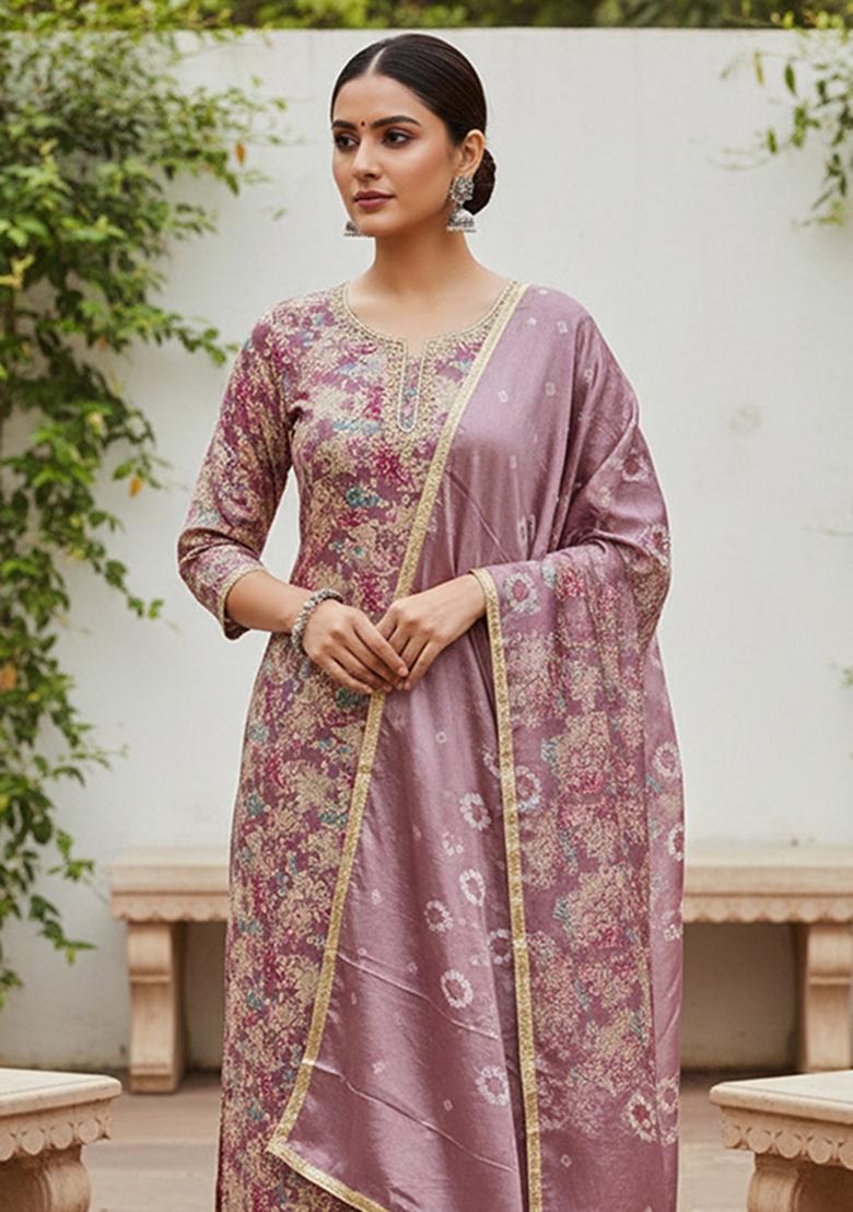 Multicolor Printed Modal Kurta Set - Indya