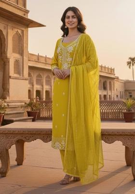 Light Green Embroidered Silk Kurta Set