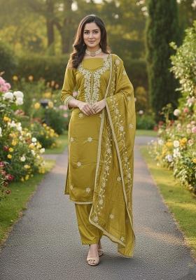 Light Green Embroidered Silk Kurta Set