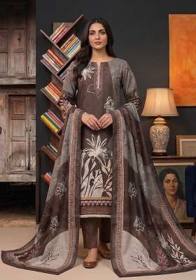 Brown Printed Cotton Kurta Set