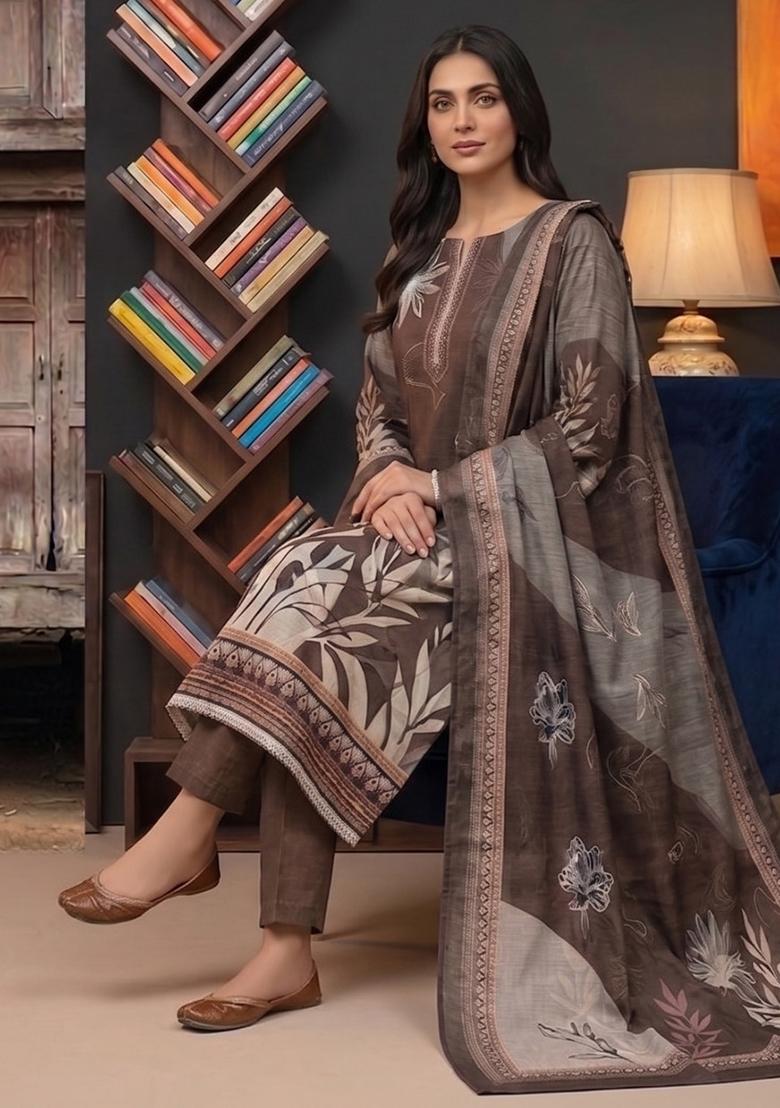 Brown Printed Cotton Kurta Set - Indya