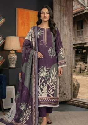 Purple Printed Cotton Kurta Set