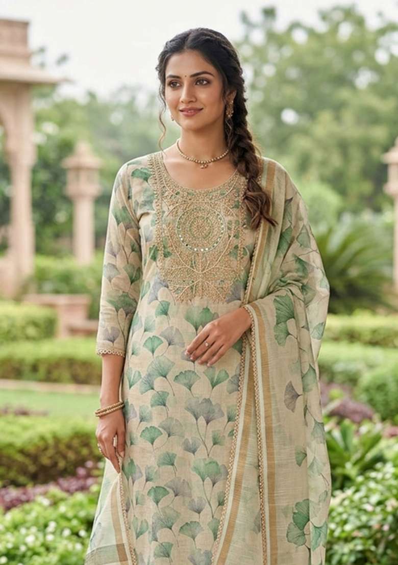 Multicolor Printed Cotton Kurta Set - Indya