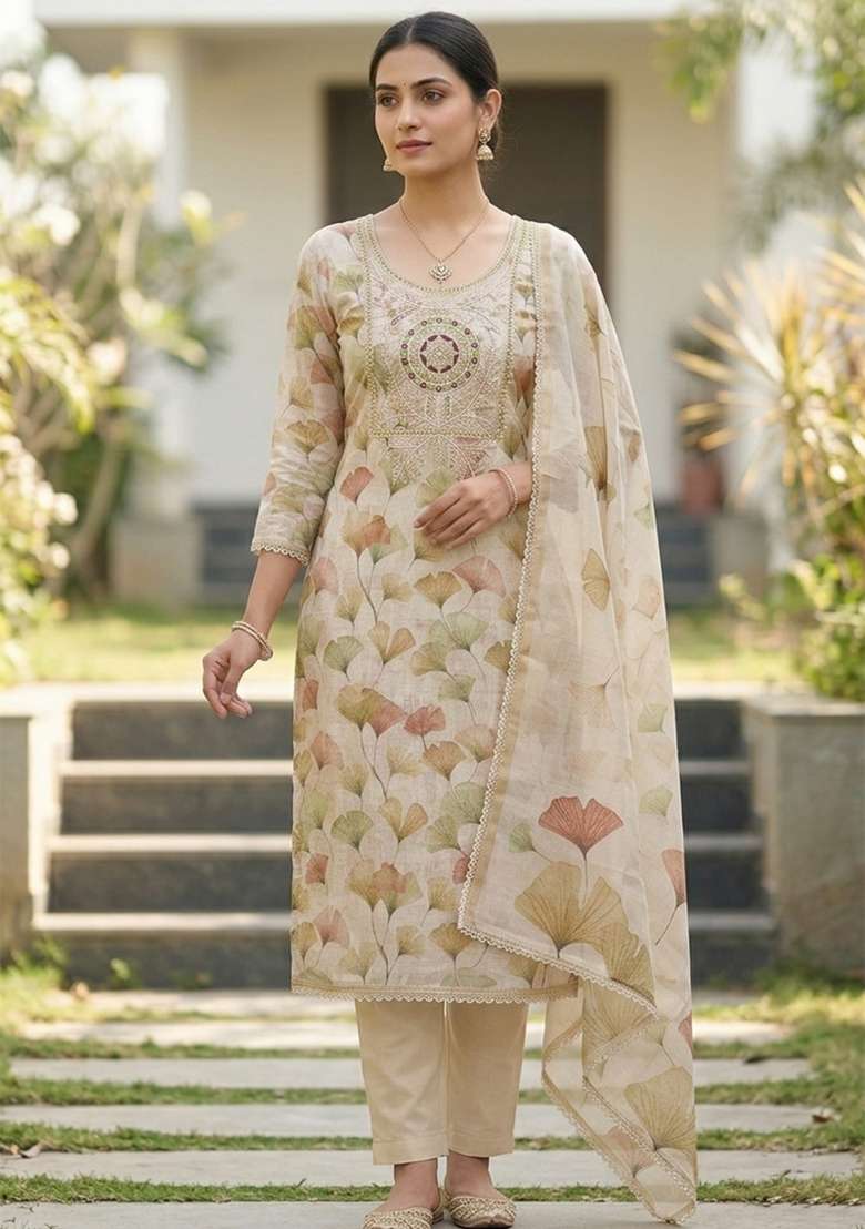 Multicolor Printed Cotton Kurta Set - Indya