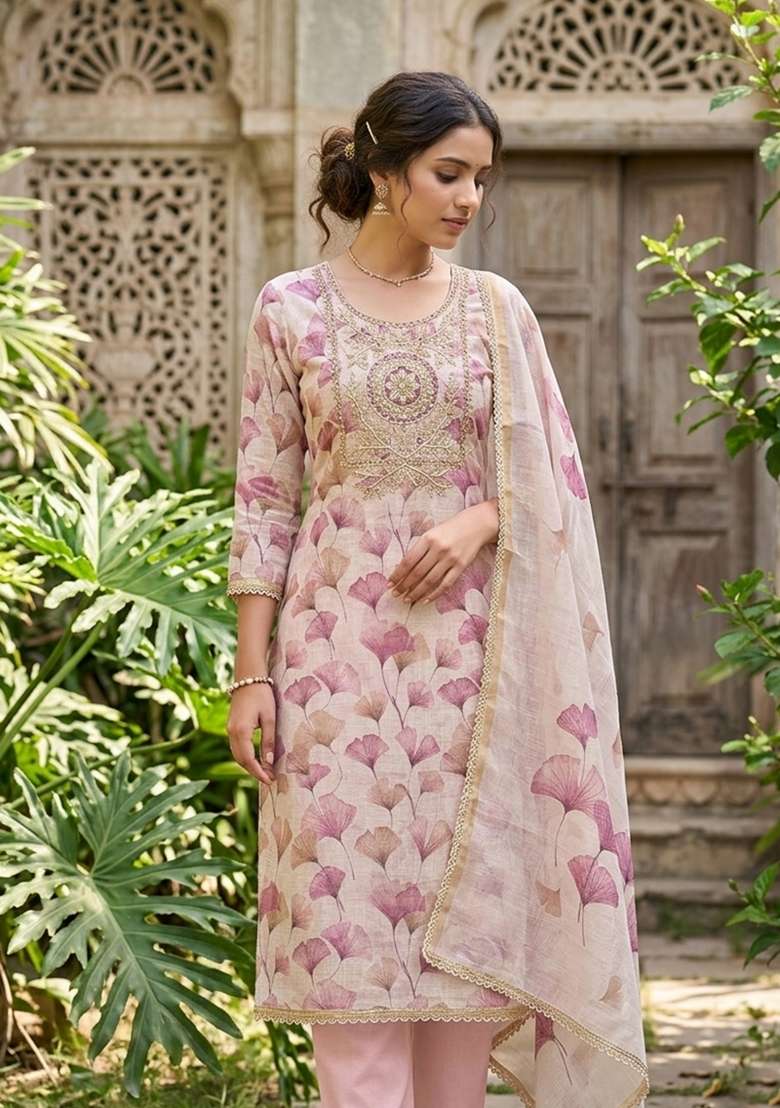 Multicolor Printed Cotton Kurta Set - Indya