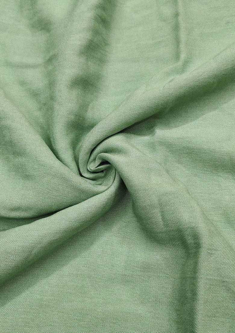 Sea Green Embroidered Cotton Kurta Set - Indya