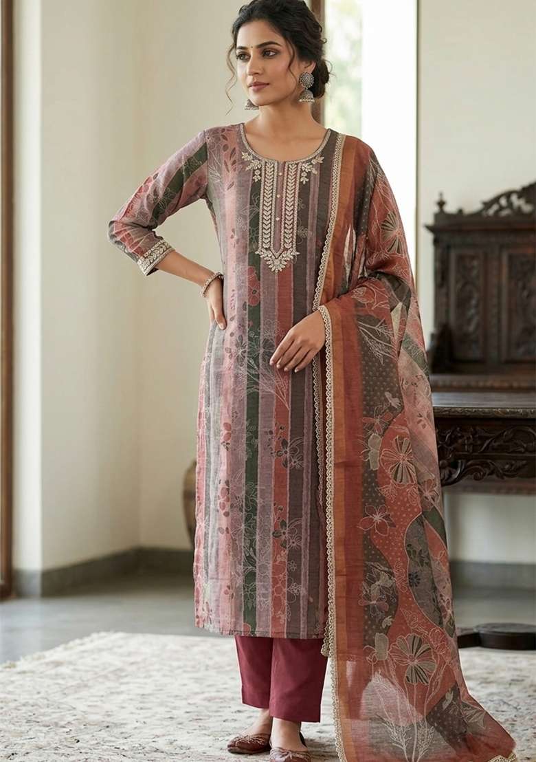 Multicolor Printed Cotton Kurta Set - Indya