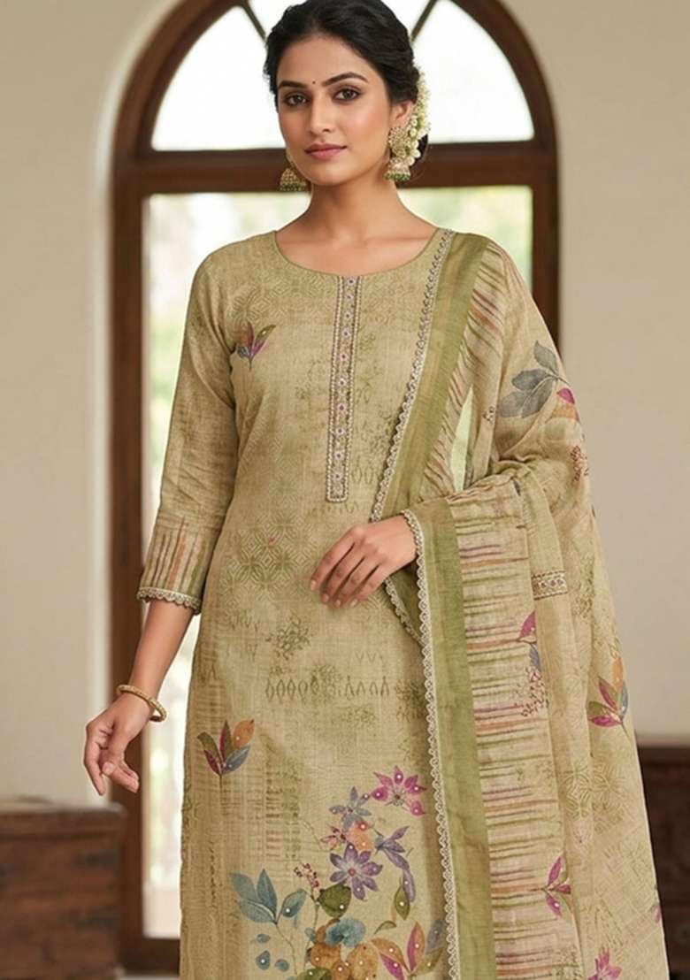 Multicolor Printed Cotton Kurta Set - Indya