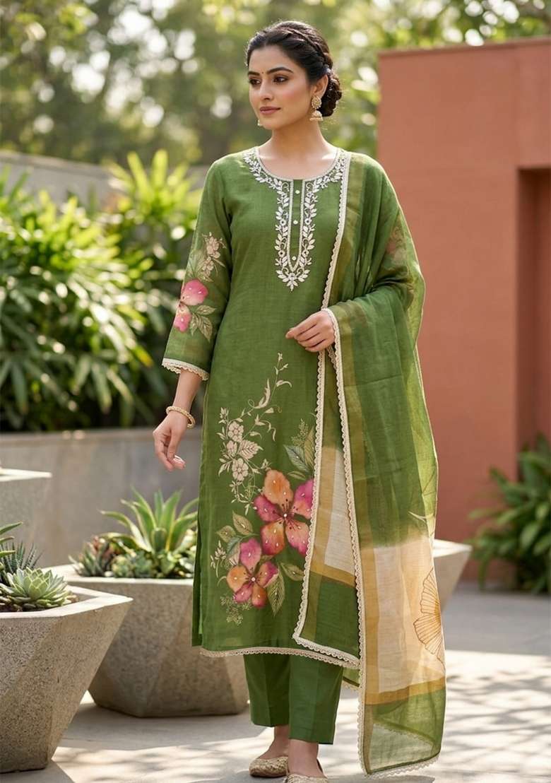 Multicolor Printed Cotton Kurta Set - Indya