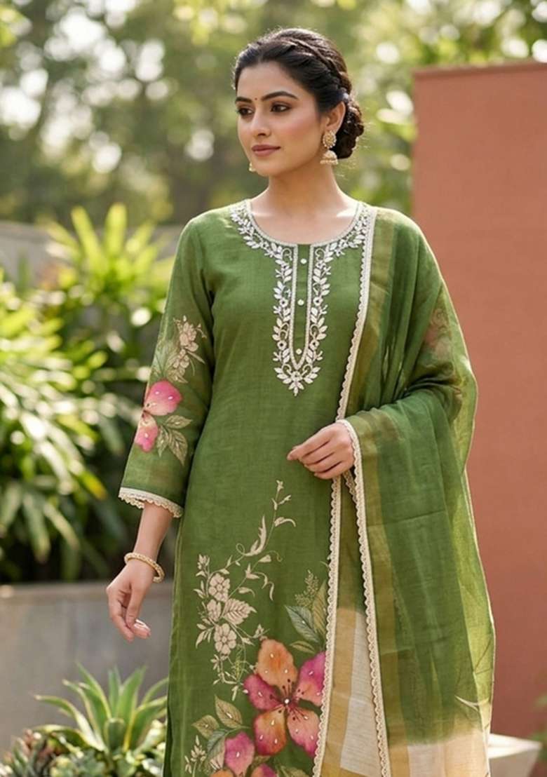 Multicolor Printed Cotton Kurta Set - Indya