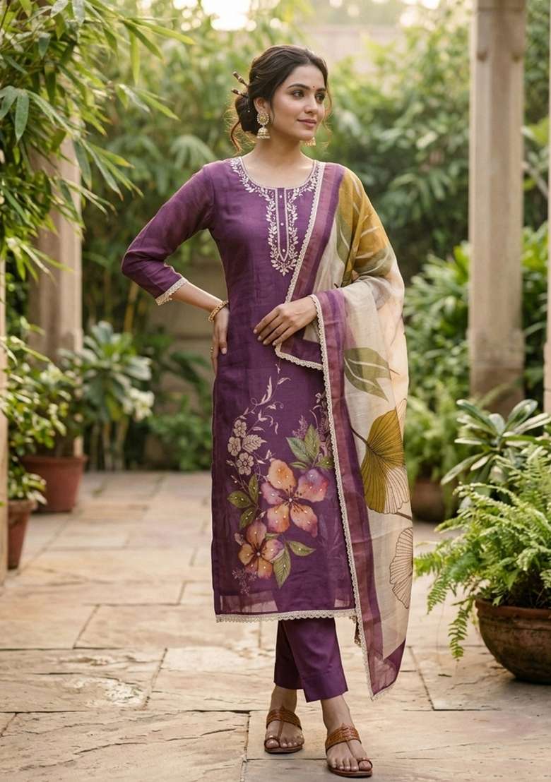 Multicolor Printed Cotton Kurta Set - Indya