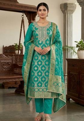Sea Green Handwork Cotton Kurta Set