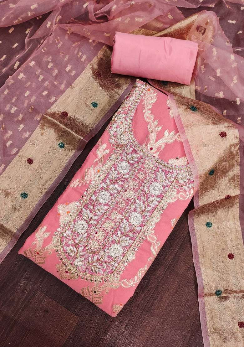 Pink Handwork Cotton Kurta Set - Indya