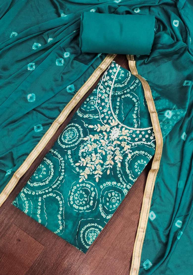 Green Printed Cotton Kurta Set - Indya