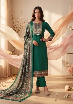 Green Printed Cotton Kurta Set