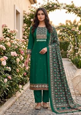 Green Printed Cotton Kurta Set