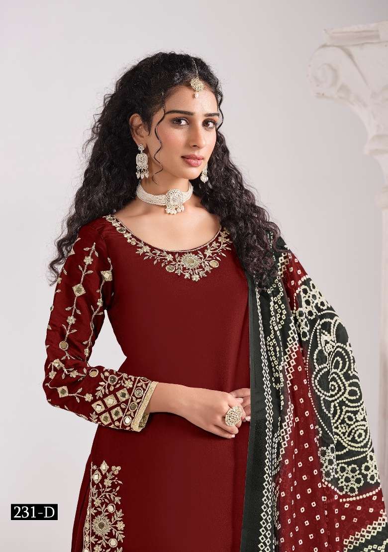 Red Embroidered Silk Kurta Set - Indya