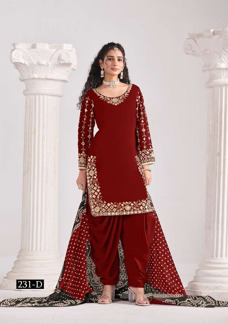 Red Embroidered Silk Kurta Set - Indya