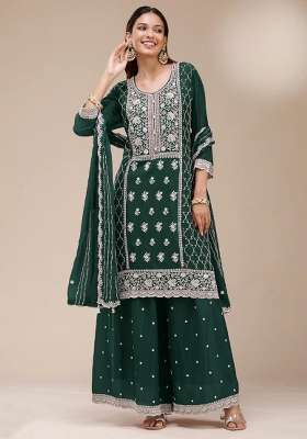 Black Embroidered Georgette Kurta Set