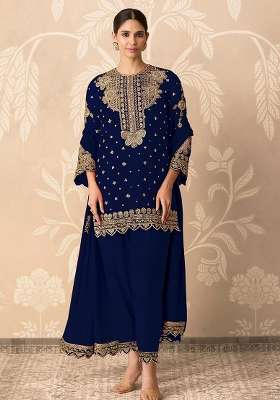 Black Embroidered Georgette Kurta Set