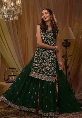Black Embroidered Georgette Kurta Set