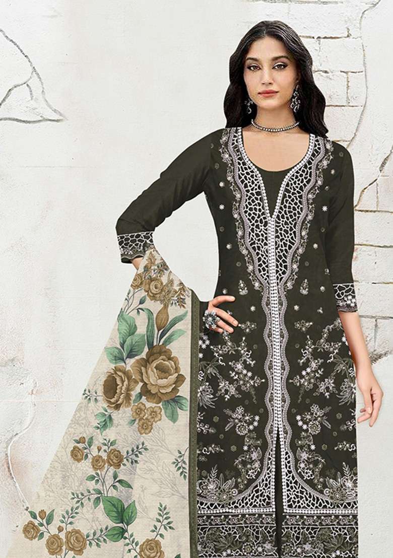 Mehendi Embroidered Cotton Kurta Set - Indya