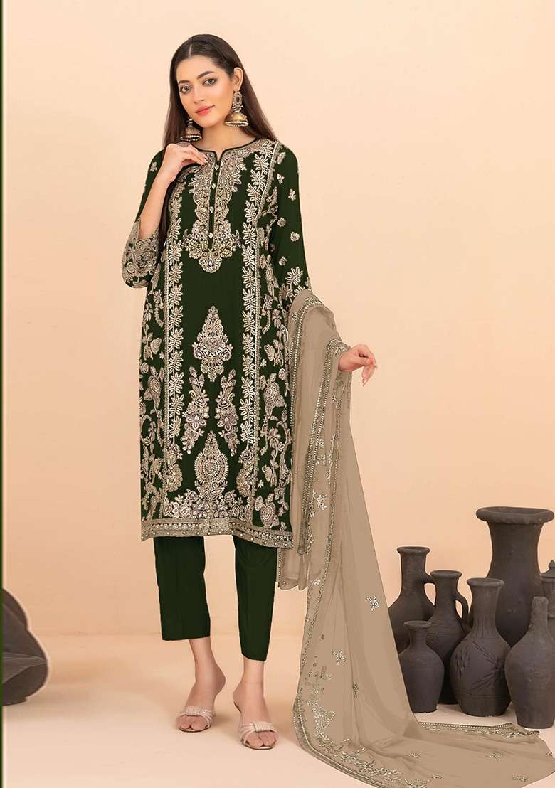 Black Sequin Work Silk Kurta Set - Indya