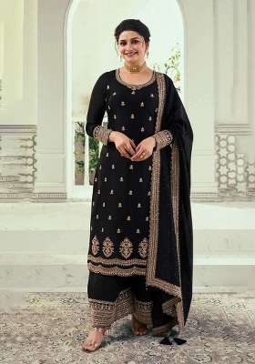 Black Embroidered Georgette Kurta Set