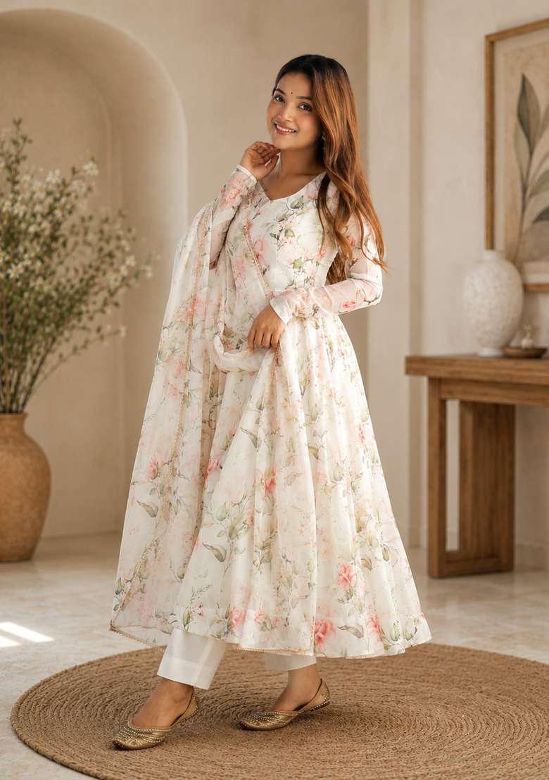 White Silk Sharara Set - Indya