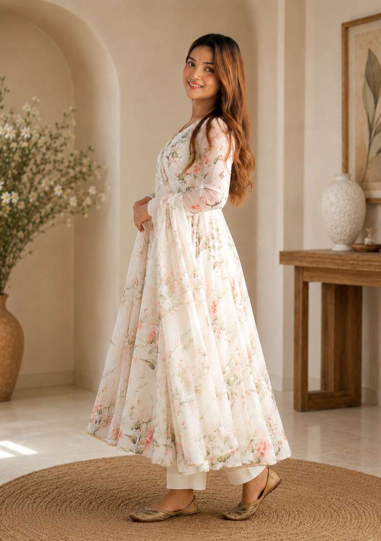 White Silk Sharara Set - Indya