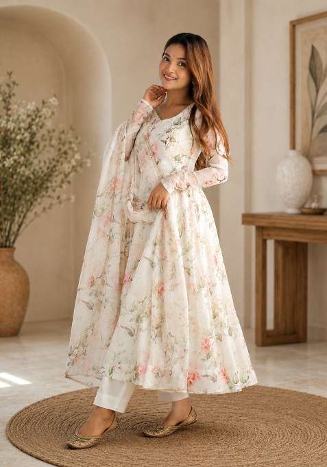 White Silk Sharara Set