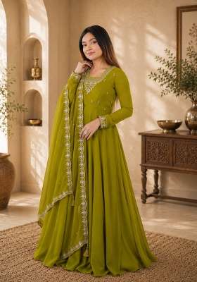 Mehendi Green Embroidery Georgette Sharara Set
